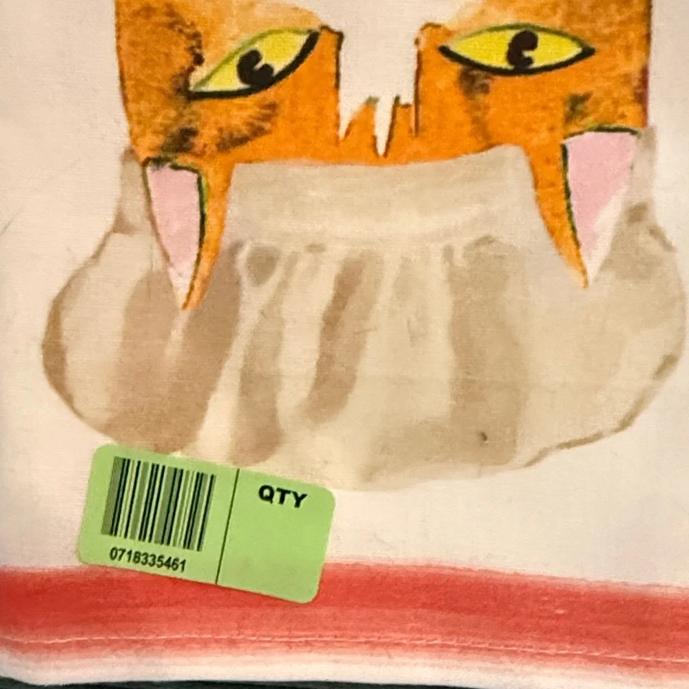 Sur la Table Cute Cat Print Kitchen Tea Towel Cotton White and Red NEW